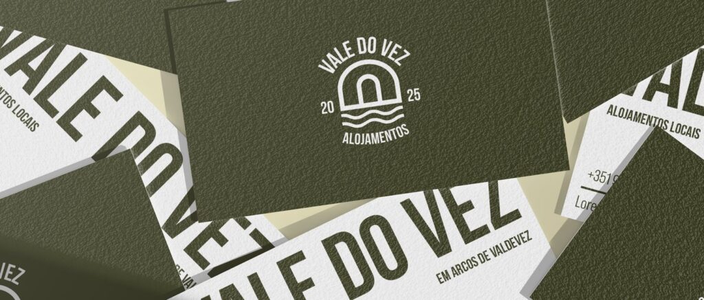 Cartões de visita do Vale do Vez em verde-escuro e branco